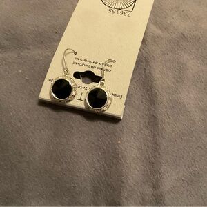 Sterling silver CZ diamond and black onyx errinngs